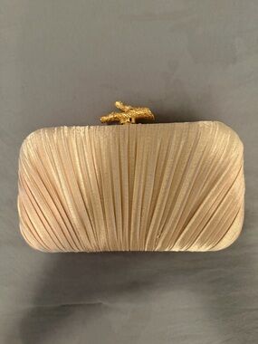 Elegant Gold Pleated Satin Clutch